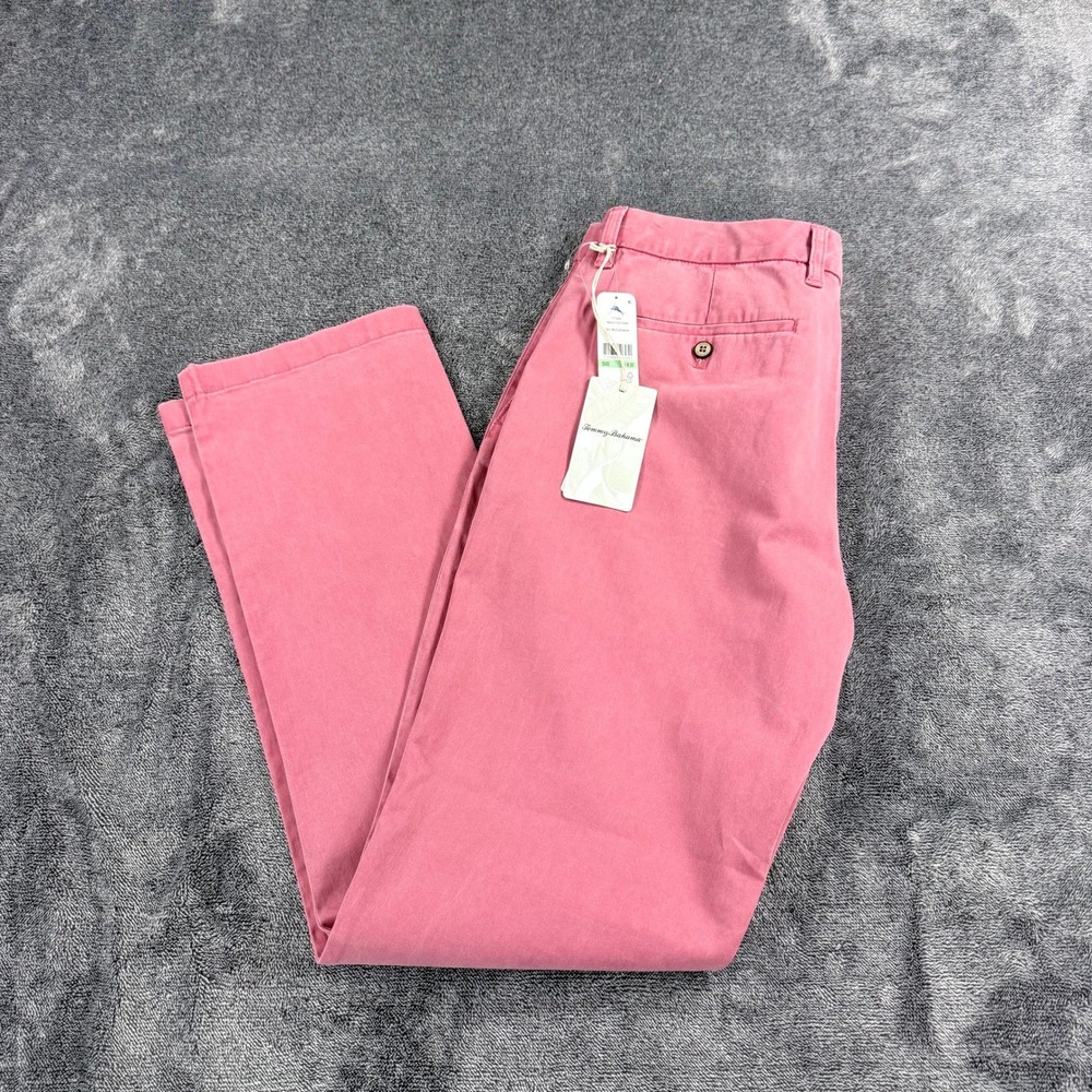Tommy Bahama Boracay Flat Front Pants Wild Geranium Pink Mens 34x32 NWT $138